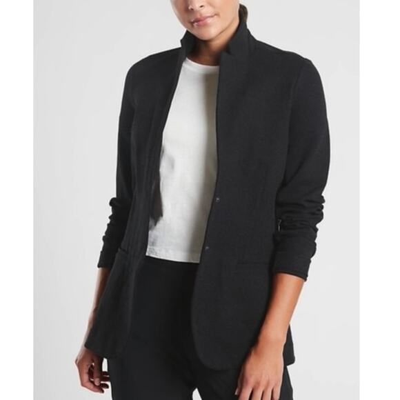 Athleta Black Knit Workleisure Blazer 16 Stretch Soft Jacket Minimal Venice - Picture 1 of 7